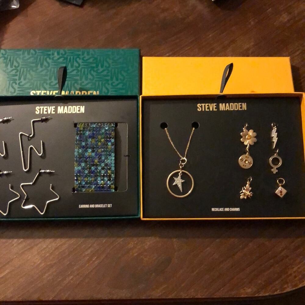 Steve Madden Star Girl Artsy Edgy Punk Earrings Bracelet, Necklace sets